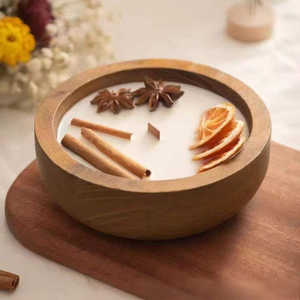 Bol à bougie en bois personnalisé, bol à pâte rond en bois, bol à pâte en bois sculpté à la main de style rustique pour la fabrication de bougies - Product Image 3