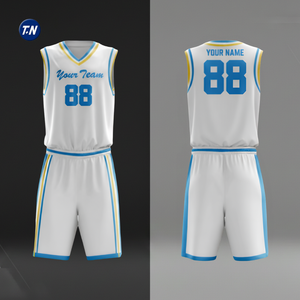 Conjunto de Camiseta y Pantalones Cortos de Baloncesto Personalizados y Duraderos con Impresión Digital, 100% Poliéster, Transpirable y de Secado Rápido para Partidos Profesionales - Product Image 6