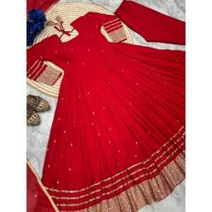 Vestido y pantalón Anarkali de fiesta para mujer con conjuntos elegantes Dupatta - Product Image 5