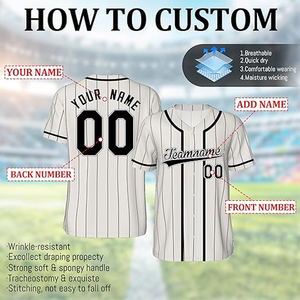 Conjuntos de Camisetas de Béisbol OEM al por Mayor, Transpirables, con Logotipo Personalizado Impreso, de Alta Calidad, 100% Poliéster, Antibacterianas, Cuello en V, Personalizadas para Hombre - Product Image 2