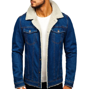 Hot Sales Men's High Quality Winter Design Varsity <b>Jacket</b> Fur Lined <b>Denim</b> <b>Jackets</b> With Fleece Fur Made Thicker Coat Street Style - Product Image 1