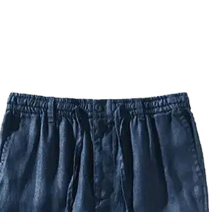 Pantalon Oxford en coton bleu foncé pour homme, taille élastique avec cordon de serrage, style décontracté, poids moyen, pour l'automne - Product Image 4