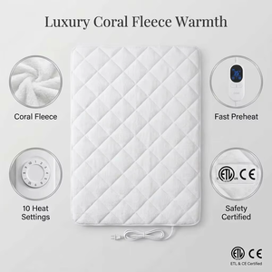 Surmatelas chauffant électrique 220V, taille Queen, en fausse fourrure pelucheuse et flanelle, 10 niveaux de chaleur, arrêt automatique, lavable en machine, pour la maison, certifié ETL FCC - Product Image 1