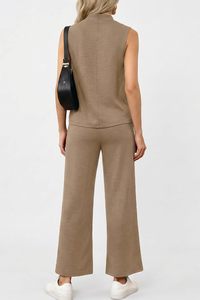 Ensemble deux pièces pour femmes, débardeur et pantalon, tenue coordonnée tendance, sans manches, vêtements d'été respirants, confortables, coupe décontractée - Product Image 5