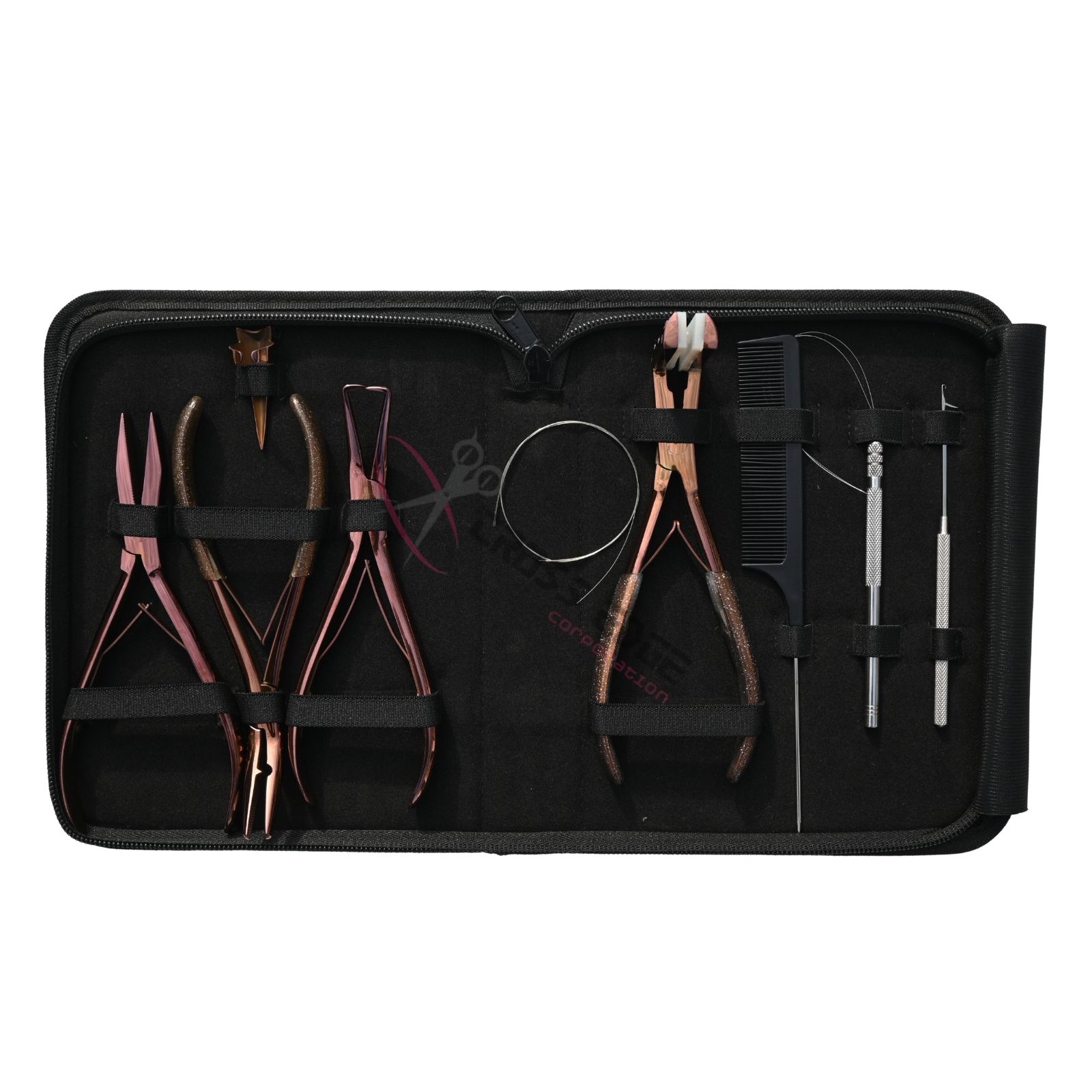 Kit d'outils pour extensions de cheveux RoseGolg & Silver