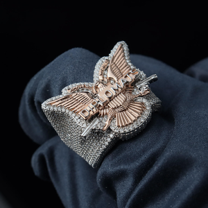 Anillo Diplomat Eagle con Diamante Moissanite, Plata 925, Estilo Hip Hop - Product Image 2