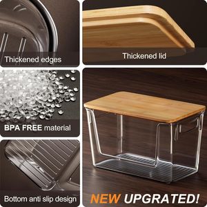 Set di 2 Contenitori Trasparenti con Coperchio in Bambù, Grande Capacità, Organizzatore per Dispensa, Porta Sacchetti Sotto Lavello - Product Image 4