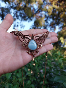 Handmade Labradorite Macrame Choker <b>Necklace</b> Black Cord Boho Gothic Jewelry Natural Labradorite Stone <b>Statement</b> <b>Necklace</b> - Product Image 4