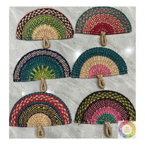 Handwoven Decorative Palm Straw <b>Fan</b> Bohemian Wall Decoration Eco Friendly Handmade Natural Seagrass <b>Fan</b> OEM Vietnam Factory - Product Image 4