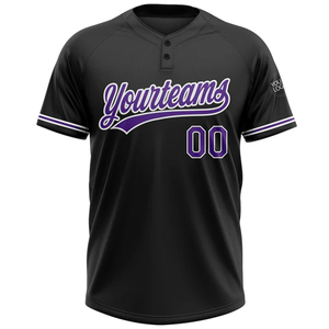 Custom Black <b>Baseball</b> Jersey With Purple Team Name And Number Sublimated Print Men's Short Sleeve Breathable Sport Apparel - Product Image 2