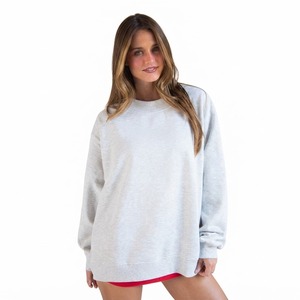 Sudadera de cuello alto para mujer, holgada, transpirable y cómoda, de manga larga, de punto de algodón, en blanco, rojo y azul, para primavera. - Product Image 5