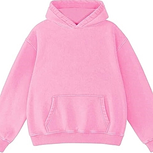 Sudadera con Capucha Oversize de Forro Polar Ecológico Teñido Liso Rosa para Mujer, Estilo Urbano de Invierno - Product Image 1