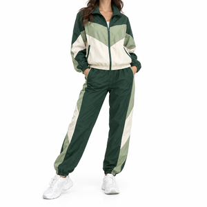 Ensemble de survêtement coupe-vent sportif pour l'entraînement, survêtement uni en dentelle pour femme, 100% coton, streetwear, coupe régulière, ensemble 2 pièces - Product Image 6
