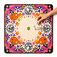 Alas Mahjong Amerika 33 Inci 3mm Neoprene Ramah Lingkungan Desain Retro Halloween Disko Original untuk Pesta Rumah, Permainan Poker, Hadiah Malam Hari