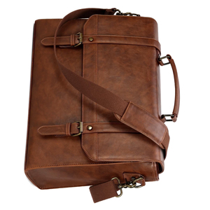 Sac pour ordinateur portable en cuir véritable élégant, imperméable, durable et moderne, nouveau design, 13, 14, 15 pouces, avec bandoulière - Product Image 2