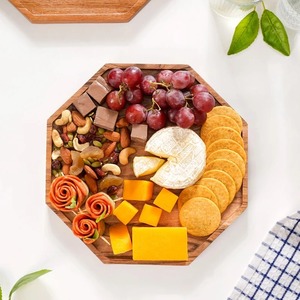 Bandeja octogonal de madera con acabado natural, diseño minimalista para uso en mesa, apta para lavavajillas, bandeja de almacenamiento, bandeja de servicio para cocina - Product Image 3