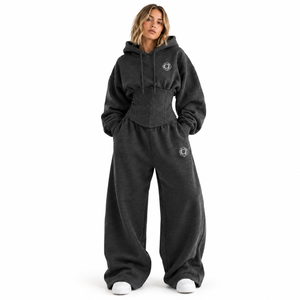 Adjustable Back Corset Style Waist Lace Up Hoodies Oversized Sweatpants for Women Custom Logo Wholesale Streetwear Manufacturing - Product Image 2
