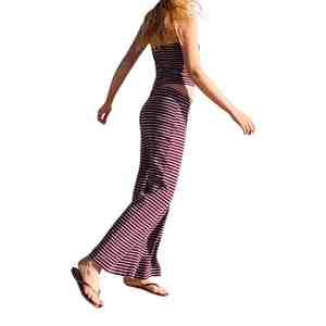 Stylish Women's Striped Strapless Crop Tube Top And Wide Leg Pants <b>Set</b> Casual Spring Summer Knitted Two Piece Women Co-ord <b>Sets</b> - Product Image 2