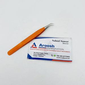 แหนบจับเพชรเคลือบผงสีส้ม45องศาทำจากสเตนเลสสตีลแข็งปลายแหลมสำหรับการต่อขนตา - Product Image 6
