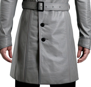 Gabardina gris para hombre, hasta la rodilla, con hombreras, cuello alto, abotonadura sencilla, impermeable, estilo de manga regular - Product Image 5