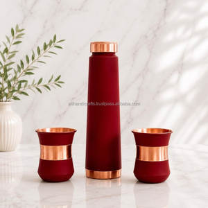 <b>Copper</b> Oriental Design Hydration Set with <b>Screw</b> Cap Bottle and Sturdy Glasses for Everyday Use - Product Image 5