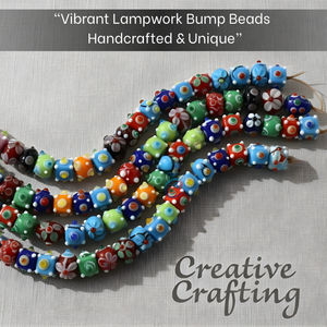 Perles en verre soufflé à la main colorées |   Perles entretoises style Murano à motifs floraux |   Fournitures pour la fabrication de bijoux DIY |   Brins de 8 pouces |   EXCEL - Product Image 2