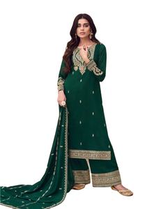 นักออกแบบล่าสุดการลําดับการเย็บปักถักร้อยเทียม Georgette ทํางานชุด Palazzo โดย Fab Zone - Product Image 1