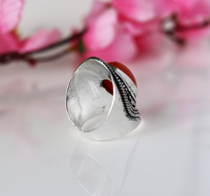 Carnelian Gemstone Midi <b>Ring</b> 925 <b>Silver</b> Handmade <b>Statement</b> <b>Ring</b> for Women handmade Birthday Anniversary Gift <b>Ring</b> For Her - Product Image 4