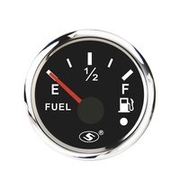 Jauge 52 mm en acier inoxydable avec lunette, cadran noir, étanche, antirouille, lentille convexe, affichage LED blanc 12-24V pour carburant