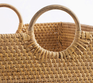 Minimalist Rattan <b>Basket</b> Set Of 3 Stylish <b>Storage</b> Solution For Living Room Bedroom Home Decor Or Bathroom Decor - Product Image 4