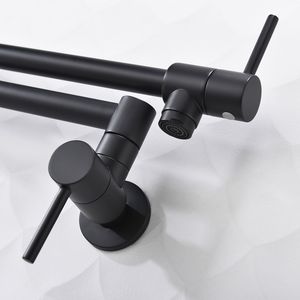 Rubinetto da Cucina a Parete in Ottone Lucido con Doppia Maniglia, 1/2FT NPT, Struttura in ABS Nero - Product Image 5