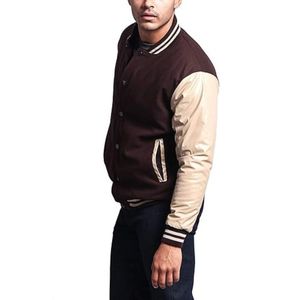 Veste universitaire en cuir avec logo personnalisé, fermeture à boutons, style décontracté, design léger et pliable pour une utilisation en extérieur et au quotidien - Product Image 3