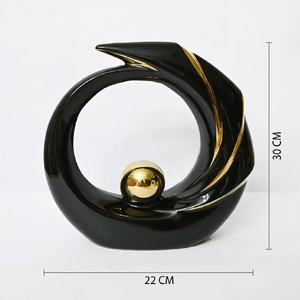 2025 Best Seller 2 tone black gold ceramic <b>elephant</b> statues set of two elegant abstract lucky figurines - Product Image 5