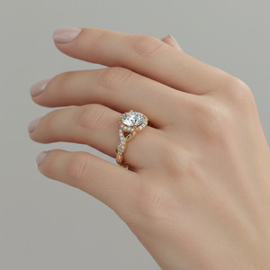 แหวนหมั้นชุบทองโรสโกลด์สไตล์วินเทจสำหรับง่ามชุดเพชร - Product Image 5