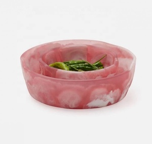 Bol en résine polie fait main, glaçure bleue craquelée, design classique, écologique, en stock, pour servir les aliments, usage domestique - Product Image 4