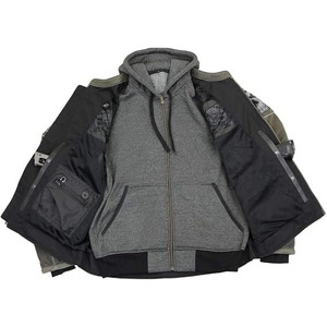SAMROZ SPORTS Men's Distressed Grey Leather <b>Jacket</b> with Reflective Skulls - Product Image 2