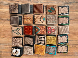 Nueva llegada patrón occidental mano Tooled cuero hombres billetera cremallera larga Venta caliente moda elegante efectivo titular regalo para él - Product Image 5