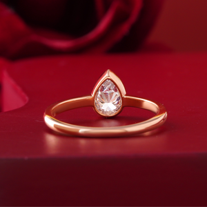 14K Yellow Gold Pear Cut Lab Grown Diamond Prong <b>Set</b> Solitaire <b>Ring</b> (VS1 0.56 CT 18K Solid) - Product Image 4