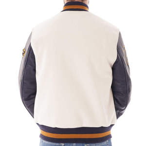 Veste d'hiver pour homme, style varsity, en toile et cuir, col montant, manches longues, logo brodé, légère et décontractée - Product Image 6