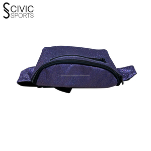 civic Sports Custom Logo <b>Large</b> Glitter Corduroy Fanny Pack Puffer Waist Bag Adjustable Straps Zipper Closure <b>Pillow</b> Shape - Product Image 5