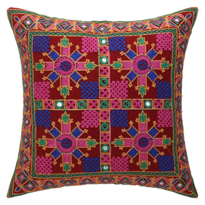 Fundas de Cojín Cuadradas Bordadas a Mano con Diseño Indio Antiguo de Brazeal Studio, 100% Algodón, 40cm X 40cm - Product Image 1