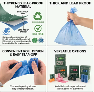 2026 New Dogs Products Pet Waste Disposal Eco Friendly Compostable Biodegradable Dog Poop <b>Bags</b> With Dispenser - Product Image 2