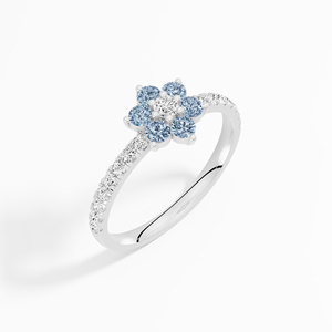 Certificado 0,57 Ctw azul blanco Moissanite Cluster Ring Prong Setting 18K chapado en oro elegante 925 plata esterlina superventas - Product Image 4