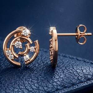 Boucles d'oreilles en or 14 carats avec diamants de laboratoire taille brillant |   Bijoux fins faits à la main tendance pour femmes RIZTA JEWELS |   Cadeau de fête - Product Image 1