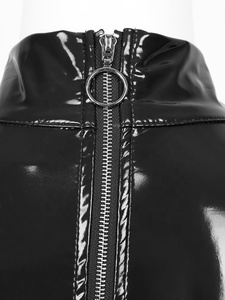 Mujeres señoras charol pecho desnudo Mini Vestido de manga corta puesta en escena disfraces Clubwear <span class=keywords><strong>Sexy</strong></span> vestido de pecho abierto - Product Image 5