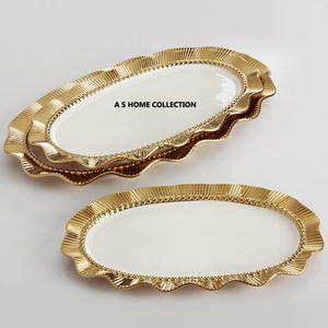 Bandeja de Servir Plateada de Calidad Creativa con Asas de Hoja de Oro, Decoración Perfecta para el Hogar y Comedor a un Precio Razonable - Product Image 5