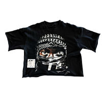ERKEK Özel Tasarım Yüksek Kalite Pamuklu Vintage Grafik Sokak Giyim Tişörtü Bol Kesim Kırpılmış Stil Taşlı Nefes Alabilen Jersey