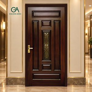 Porte d'entrée battante en bois massif GA-16S Craftsman avec panneau sculpté pour appartement et extérieur, taille personnalisée - Product Image 5
