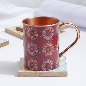 Mug en cuivre pur de qualité supérieure avec motif martelé, tasse en cuivre de qualité alimentaire pour bar et usage domestique, provenant d'un fournisseur indien - Product Image 1
