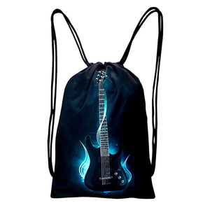 Unisex <b>Drawstring</b> <b>Backpack</b> Electric Guitar Print Polyester Casual Style Lightweight Gym Bag Adjustable Strap - Product Image 1